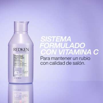 Redken Blondage High Bright Shampoo | Brightens and Lightens Color-Treated and Natural Blonde Hair Instantly | Infused with Vitamin C | 10.1 Fl Oz