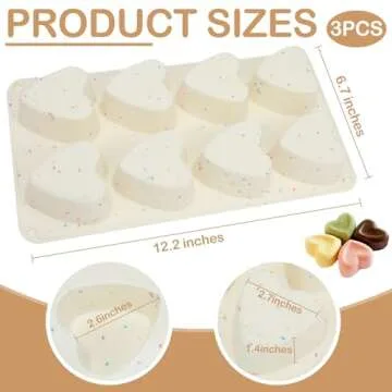 3 PCS Heart Shaped Silicone Molds 8 Cavities Heart Silicone Mold Baking Heart Mini Muffin Pan Heart ...