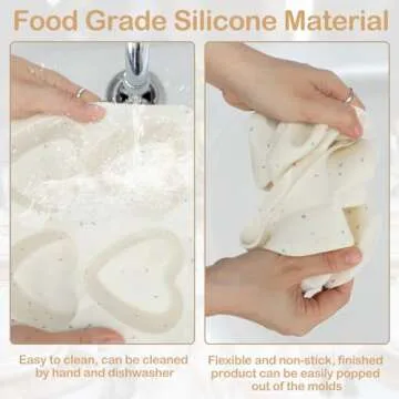 3 PCS Heart Shaped Silicone Molds 8 Cavities Heart Silicone Mold Baking Heart Mini Muffin Pan Heart Shaped Mold Valentine Heart Silicone Mold for Making Chocolate, Candy, Soap and Jelly (Cream)