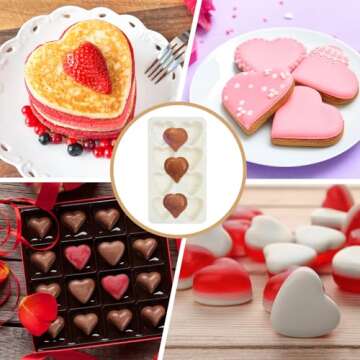 3 PCS Heart Shaped Silicone Molds 8 Cavities Heart Silicone Mold Baking Heart Mini Muffin Pan Heart Shaped Mold Valentine Heart Silicone Mold for Making Chocolate, Candy, Soap and Jelly (Cream)