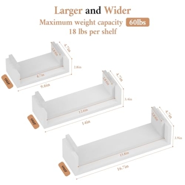 SRIWATANA Floating Shelves - Solid Wood & Easy Installation