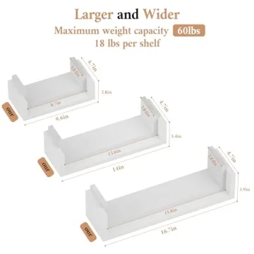 SRIWATANA Floating Shelves - Solid Wood & Easy Installation