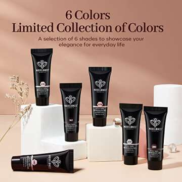 modelones Poly Nail Gel, 6 Colors Nude Skin Tones Pink Neutral Brown Collection Poly Extension Gel S...