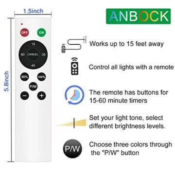 nbock Wireless Under Cabinet Lighting Remote Control LED Closet Light Under Counter Lighting Rechargeable Battery Operated Lights Stick on Lights for Hallway Stairs Pantry Kitchen Warm White 3 Packs