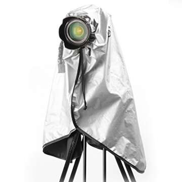 Movo CRC03 Extra-Long Camera Rain Coat Rain Cover for DSLR Cameras, Lens, and Tripod (Metallic Gray)