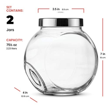Bormioli Rocco Glass Candy Jars 2 Pack Airtight Storage