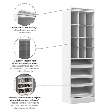Bestar 25-inch White Closet Organizer for Easy Storage