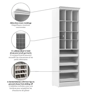Bestar 25-inch White Closet Organizer for Easy Storage