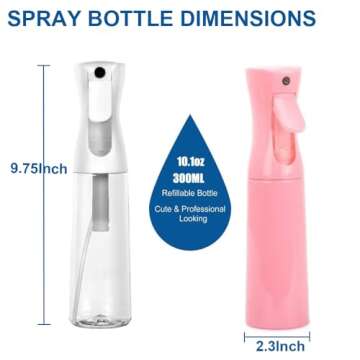 YUNFOOK Continuous Spray Bottle for Hair - 10.1 Oz/300ml Empty Ultra Fine Water Mist Sprayer for Hairstyling, Salons, Cleaning,Misting & Skin Care (Purple)