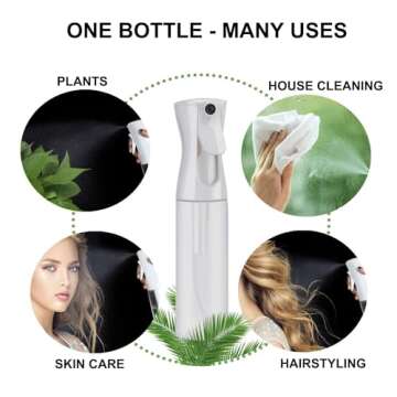 YUNFOOK Continuous Spray Bottle for Hair - 10.1 Oz/300ml Empty Ultra Fine Water Mist Sprayer for Hairstyling, Salons, Cleaning,Misting & Skin Care (Purple)