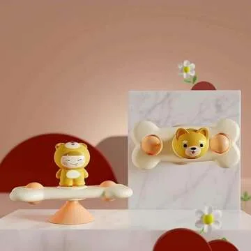 4PCS Suction Cup Spinner Toys Baby Fidget Spinner for Stress Relief, Office Desk, Anxiety Novelty Sensory Toy for 1-2 Year Old Boys, Girls Spinning Toddler Toy, First Birthday Gift