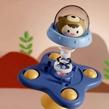 4PCS Suction Cup Spinner Toys Baby Fidget Spinner for Stress Relief, Office Desk, Anxiety Novelty Sensory Toy for 1-2 Year Old Boys, Girls Spinning Toddler Toy, First Birthday Gift