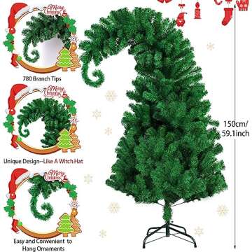 CCINEE 5 Feet Pine Christmas Tree Decor with Solid Metal Stand Santa Claus Artificial Full Green Tre...