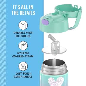 THERMOS FUNTAINER Kids Water Bottle - Stylish & Insulated 12oz