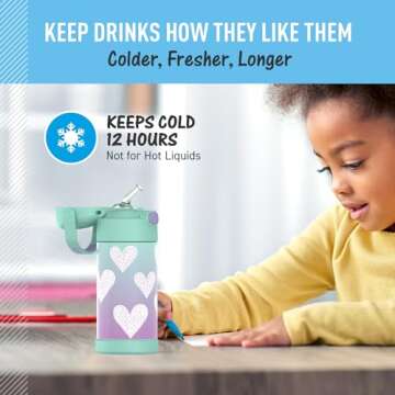 THERMOS FUNTAINER Kids Water Bottle - Stylish & Insulated 12oz