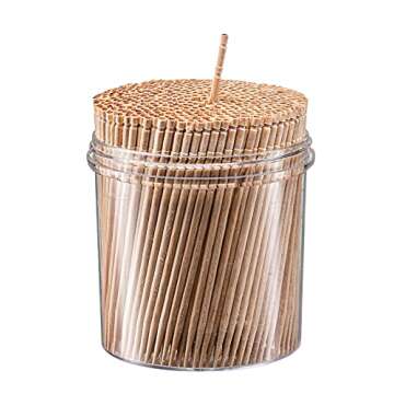 Prestee 2000ct Wooden Toothpicks + Reusable Toothpick Holder Container, Light Wood Toothpicks - Stur...
