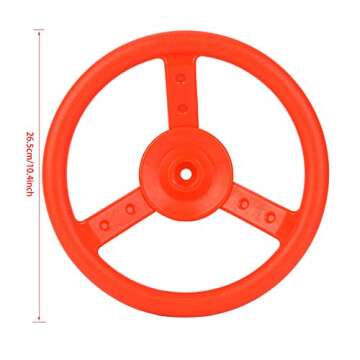 oceanside Swingset Steering Wheel, Plastic Outdoor Playground Small Steering Wheel Toy Swing Set Accessories(Red)