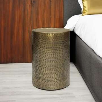 SIMPLIHOME Corbin 16 inch Metal Side Table in Antique Gold