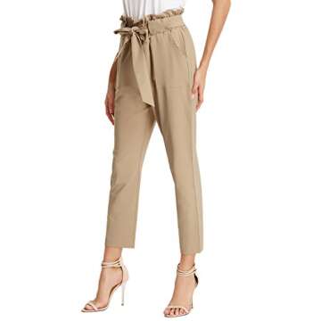 GRACE KARIN Women High Waist Ruffle Cropped Pants