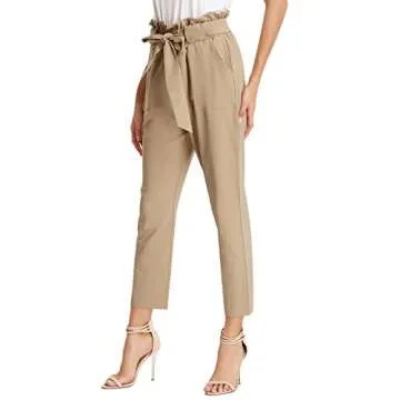 GRACE KARIN Women High Waist Ruffle Cropped Pants