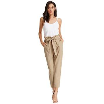 GRACE KARIN Women High Waist Ruffle Cropped Pants