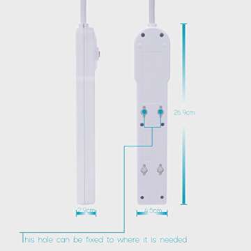KMC 6-Outlet Surge Protector Power Strip 2-Pack, Overload Protection, 4-Foot Cord, 900 Joule - White