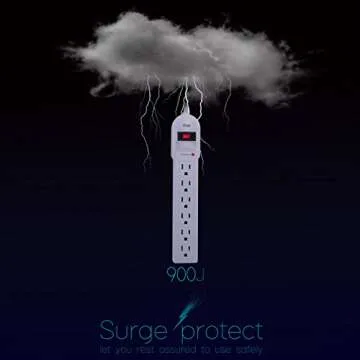 KMC 6-Outlet Surge Protector Power Strip 2-Pack for Protection