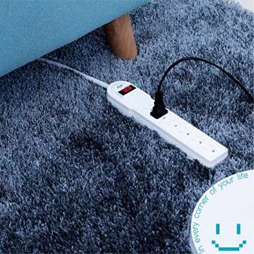 KMC 6-Outlet Surge Protector Power Strip 2-Pack, Overload Protection, 4-Foot Cord, 900 Joule - White