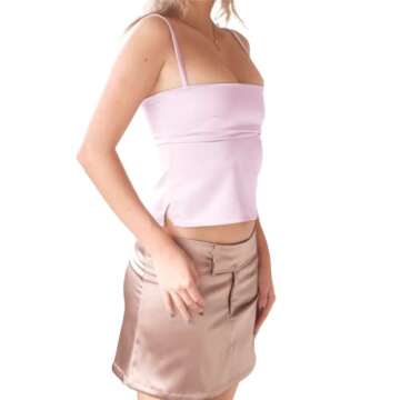 SOLILOQUY Women Y2K Backless Crop Top Vintage Sexy Tie Up Spaghetti Strap Camisole Summer Cute Mini Vest E-Girl Streetwear E-pink Tank Top