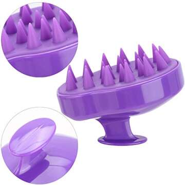 Hair Shampoo Brush Scalp Massager Silicone Scalp Scrubber Scalp Brush Hair Wash Tool for All Hair Types (Green&Purple)