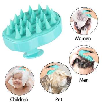 Hair Shampoo Brush Scalp Massager Silicone Scalp Scrubber Scalp Brush Hair Wash Tool for All Hair Types (Green&Purple)
