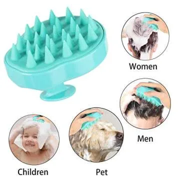 Hair Shampoo Brush Scalp Massager Silicone Scalp Scrubber Scalp Brush Hair Wash Tool for All Hair Types (Green&Purple)