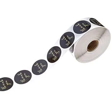 Faux Glitter Thank You Stickers / 1.5" Circle Labels / 1000 Thanks Stickers Per Roll