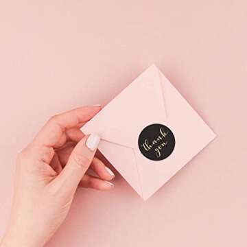 Faux Glitter Thank You Stickers / 1.5" Circle Labels / 1000 Thanks Stickers Per Roll