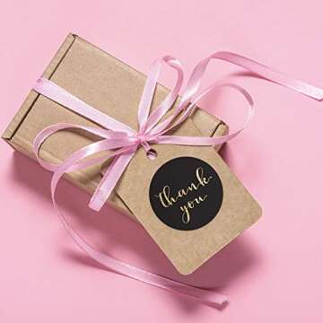 Faux Glitter Thank You Stickers / 1.5" Circle Labels / 1000 Thanks Stickers Per Roll