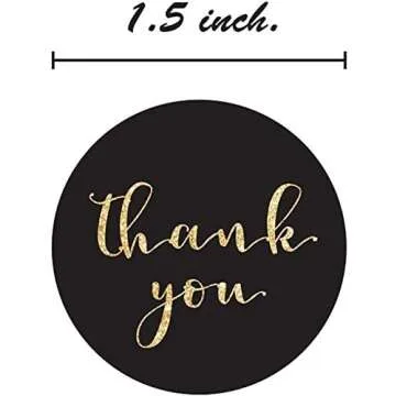 Faux Glitter Thank You Stickers / 1.5" Circle Labels / 1000 Thanks Stickers Per Roll