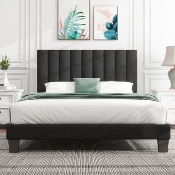 Fangflower Platform Bed Frame - Full Bed Frame with Stylish Headboard and Sturdy Support