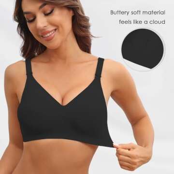 As Fairy Seamless Maternity Bra - Soft Wirefree Sleep Nursing Bras for Breastfeeding (Black L)