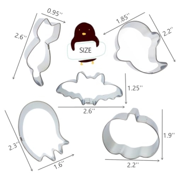 5 Pieces Mini Halloween Cookie Cutters - Stainless Steel Molds for Party Treats