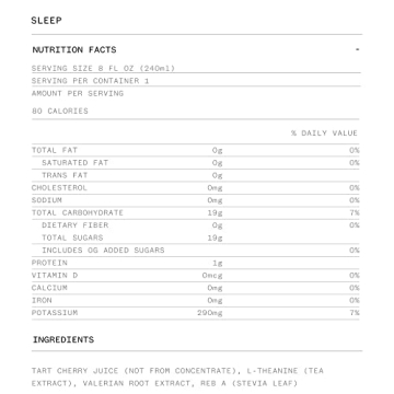 Cheribundi SLEEP Tart Cherry Juice for Enhanced Recovery