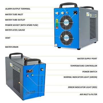 OMTech 6L Water Chiller - 0.9hp, 5200 BTU Cooling for Laser Machines