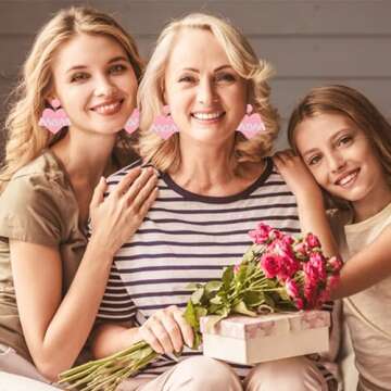 Mom Earrings Beaded Heart Mom Earrings for Women Handmade Bead Drop Dangle Earrings Birthday Mother’s Day Gift