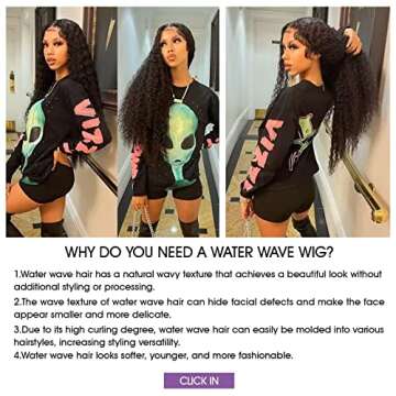 Lemoda 30Inch Water Wave Lace Front Human Hair Wig