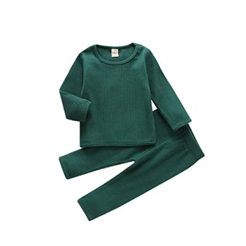 Aweyoo Toddler Baby Pajamas Boys Sleepwear Outfits Infant Girls Clothes Pants Set Solid Color Tops