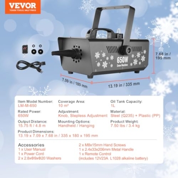 VEVOR Snow Machine - 650W Wireless Snow Maker