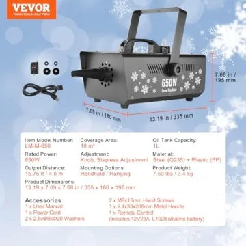 VEVOR Snow Machine - 650W Wireless Snow Maker