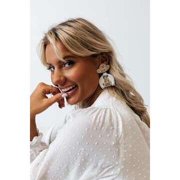 Bride Earrings Western Hat - Handmade Dangle Earrings