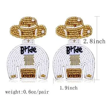 Bride Earrings Western Hat - Handmade Dangle Earrings