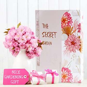 Hortem Women Garden Tools Red, Aluminum Gardening Tools Christmas Garden Gifts, Lady Bypass Pruner and Gardening Tools Belt Bags with Floral Package