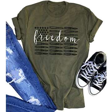 Freedom American Flag T-Shirt for Women - Casual & Stylish